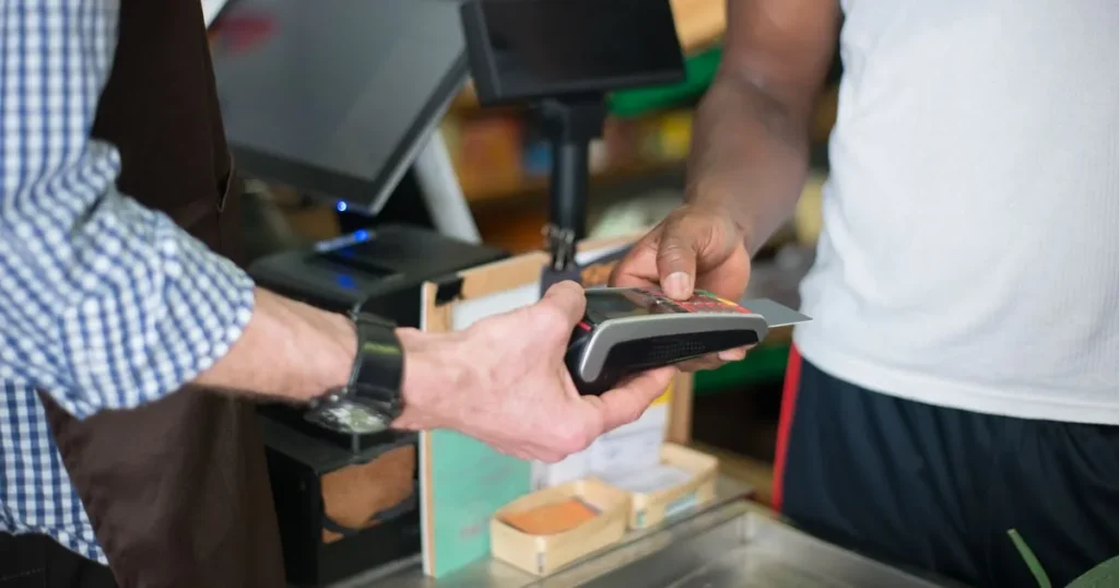 Credit card application declined, payment terminal at a Canadian store checkout